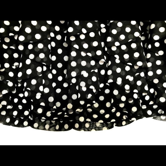 INC Ruffled Black & White Polka Dot Skirt w Lining - Picture 4 of 6